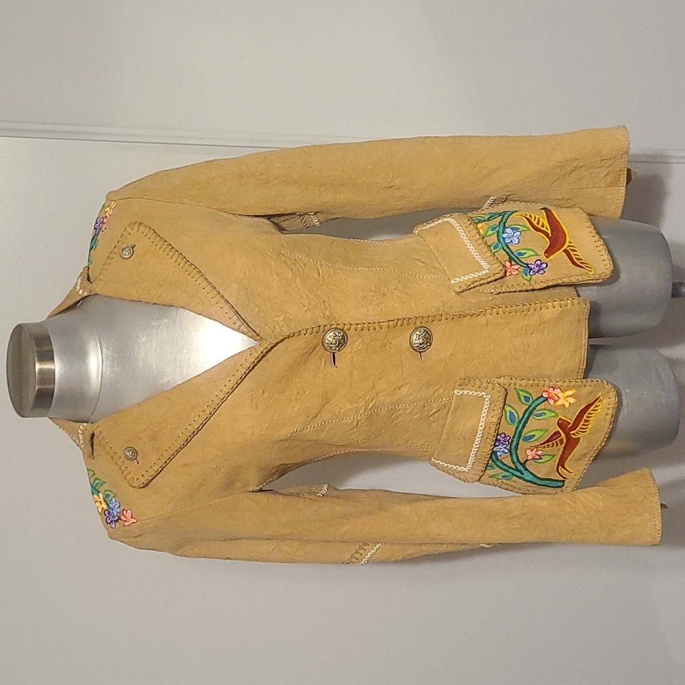 FONTANI vintage very rare western style hand painted fitted leather jacket.